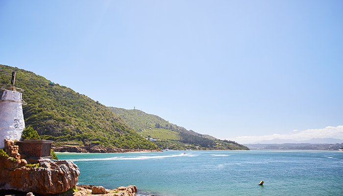 Panoramic view from Knysna Heads towards the lagoon