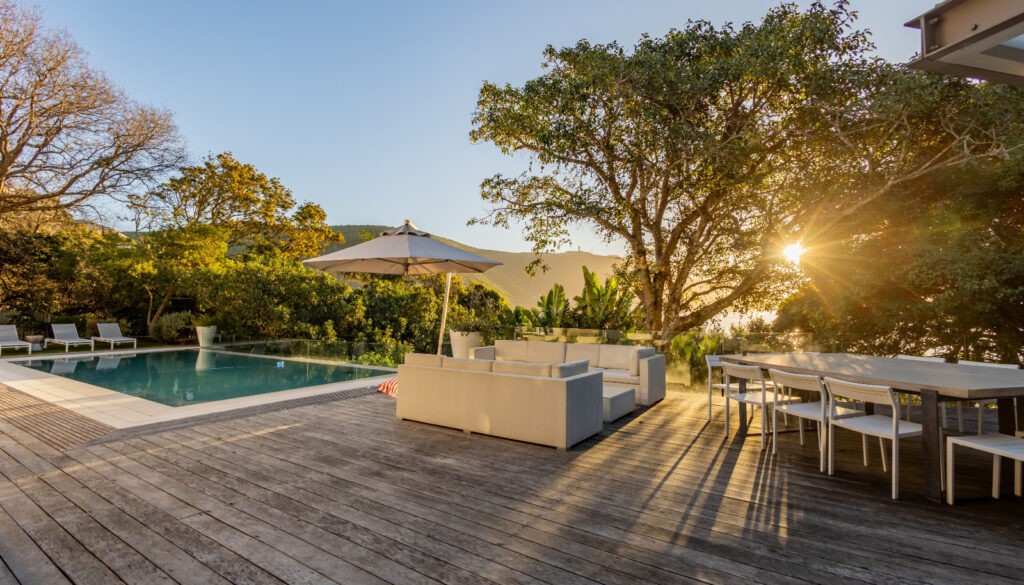 Outdoor deck and lagoon view at Number Eleven in Knysna